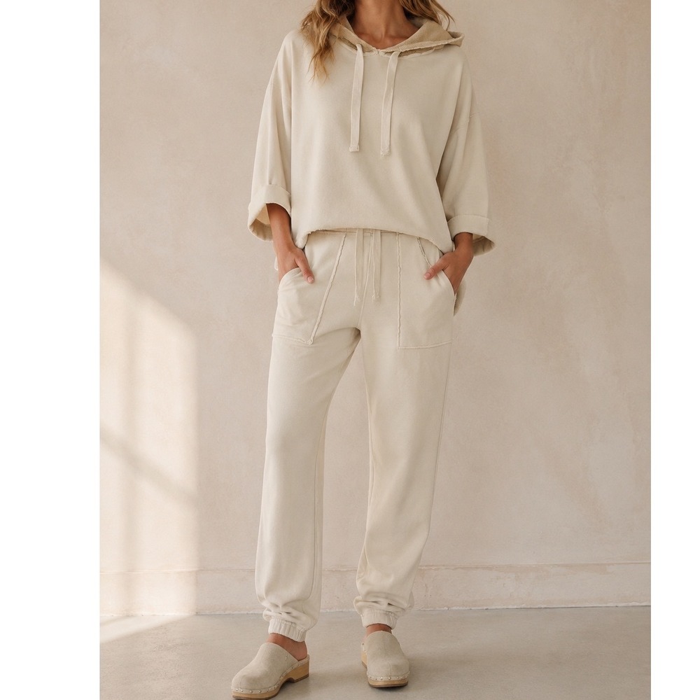 Frank & Eileen Tee Lab Cream Cotton Hoodie Jogger Lounge Set LAB521TF Small a5